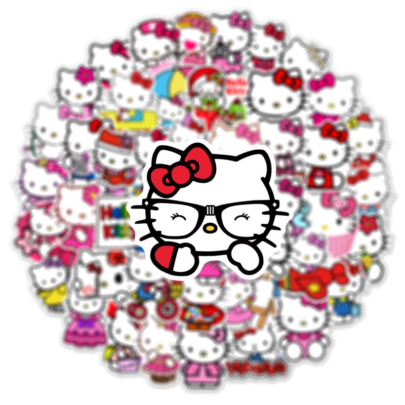 YONGAI 50Pcs Cute Hello Kitty Sticker for Kids, Kawaii Sanrio Cartoon Waterproof Vinyl Decal for Teen Girl Water Bottle Skateboard Notebook Phone Guitar Bike - Image 5